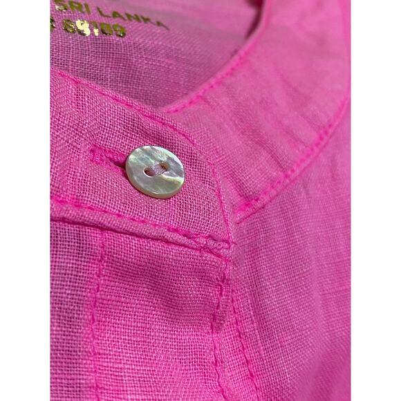 Lilly Pulitzer Sleeveless Pink Blouse Small Ruffled 100% Linen Button-Down - Picture 8 of 8